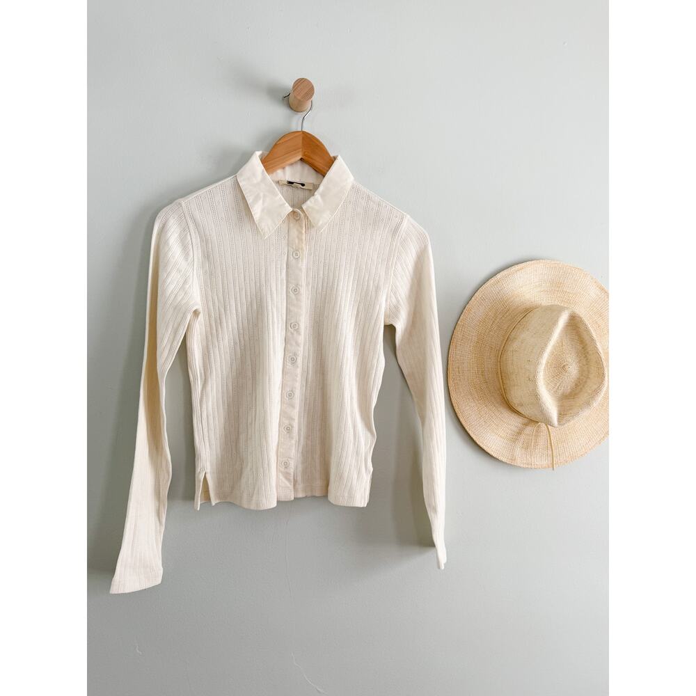 Madewell | NWT Pointelle-Knit Cardigan Top Vintage Ivory | Sz XS - Picture 2 of 10